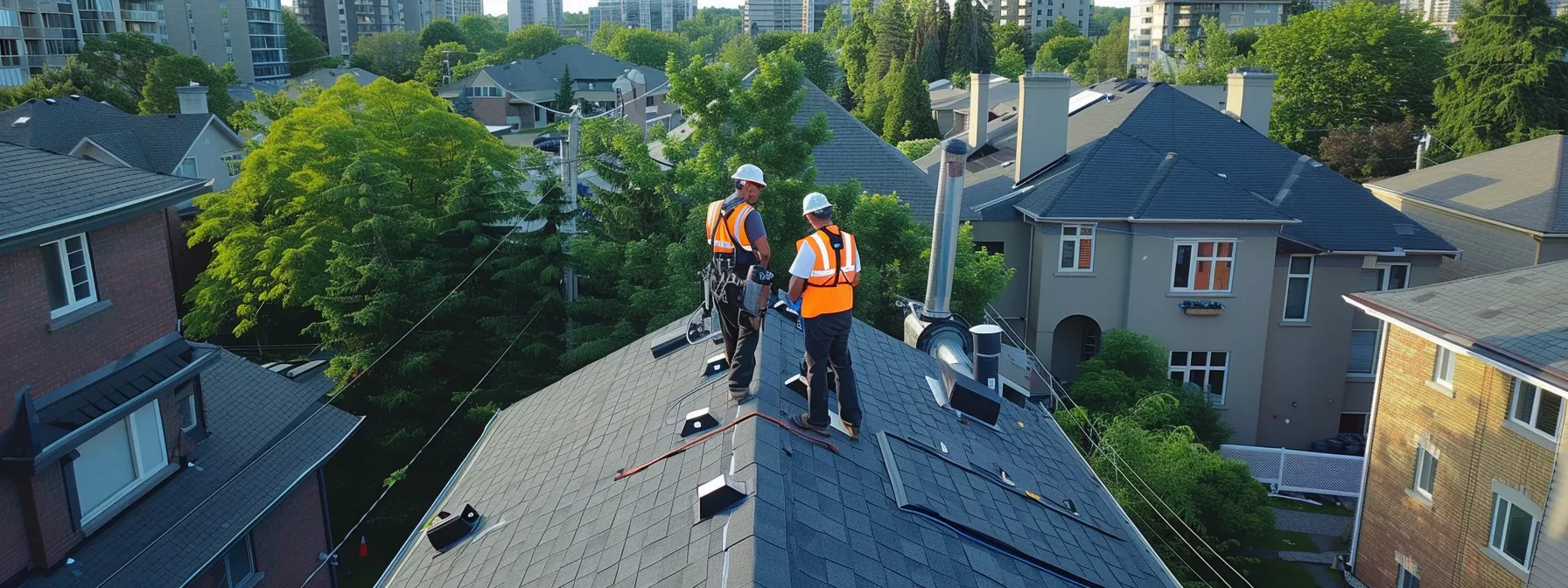 a team from alpha roofing solutions inspecting a roof for potential repairs in ottawa.