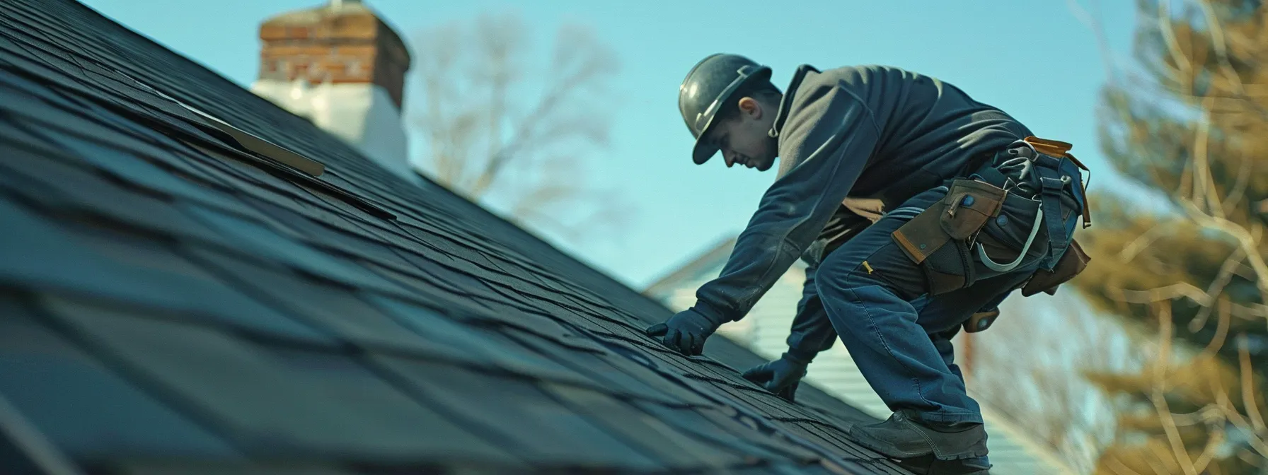 a roofer inspecting a sturdy and well-maintained roof.