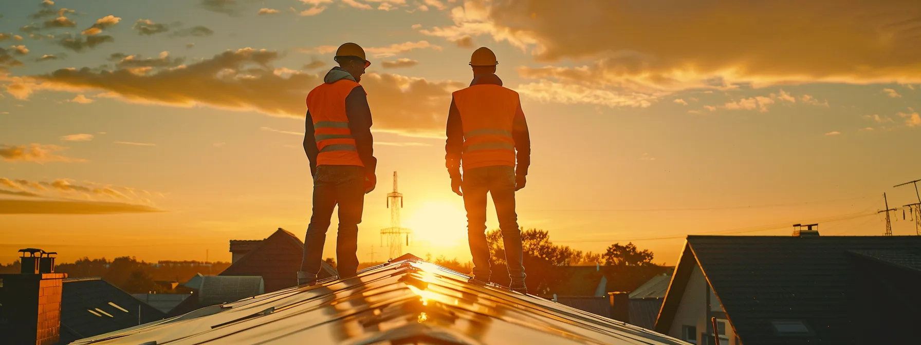 a team of roofers from alpha roofing carefully inspecting a residential roof for any signs of damage.